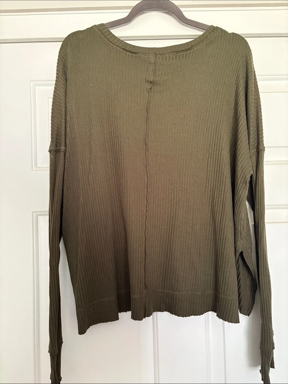 wild fable Olive Ribbed V-Neck Pullover - Picture 3 of 3
